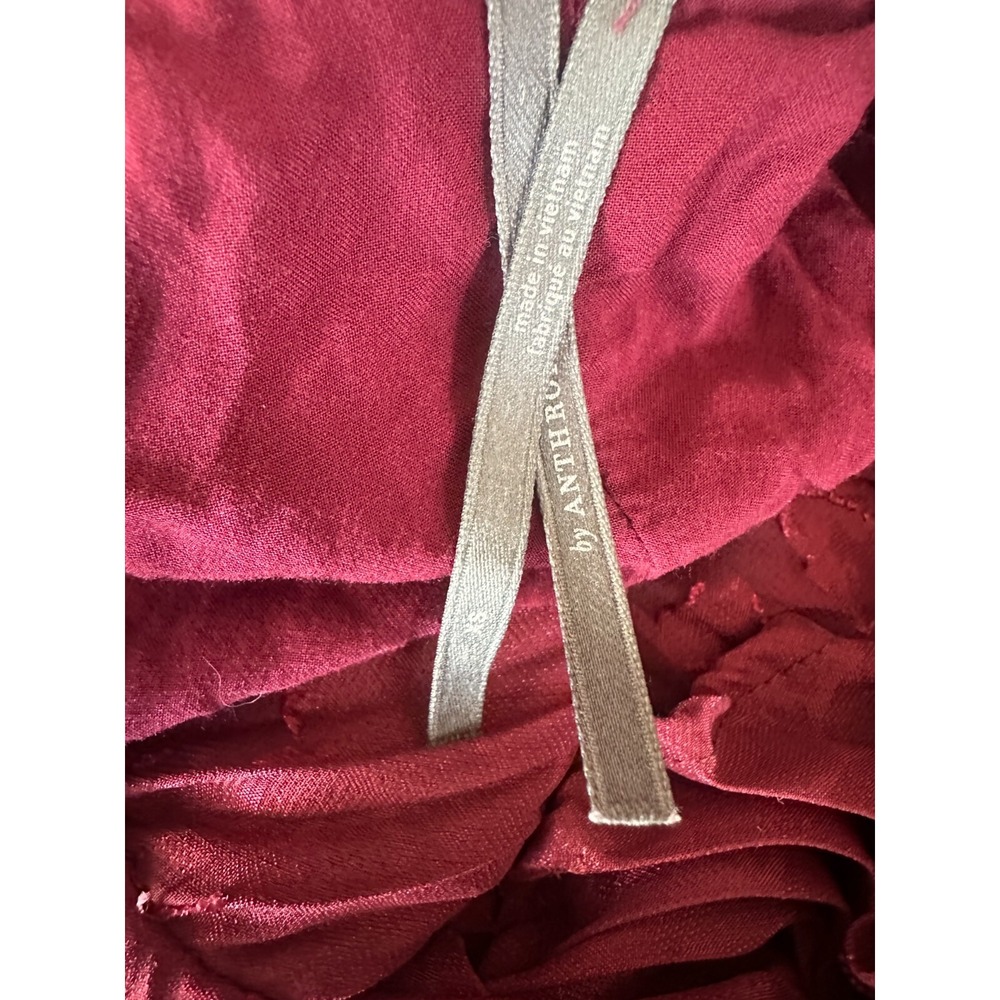 by Anthropologie Toulon Pleated Mini Dress Boho Burgundy Maroon XS Fall Autumn - Picture 4 of 12
